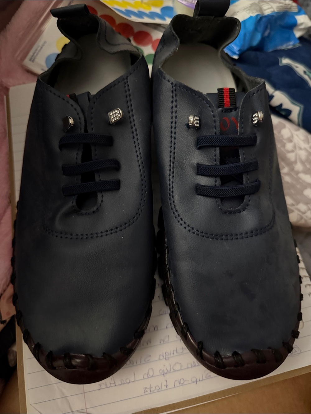 Women’s Casual Navy Leather Slip-On Shoes
